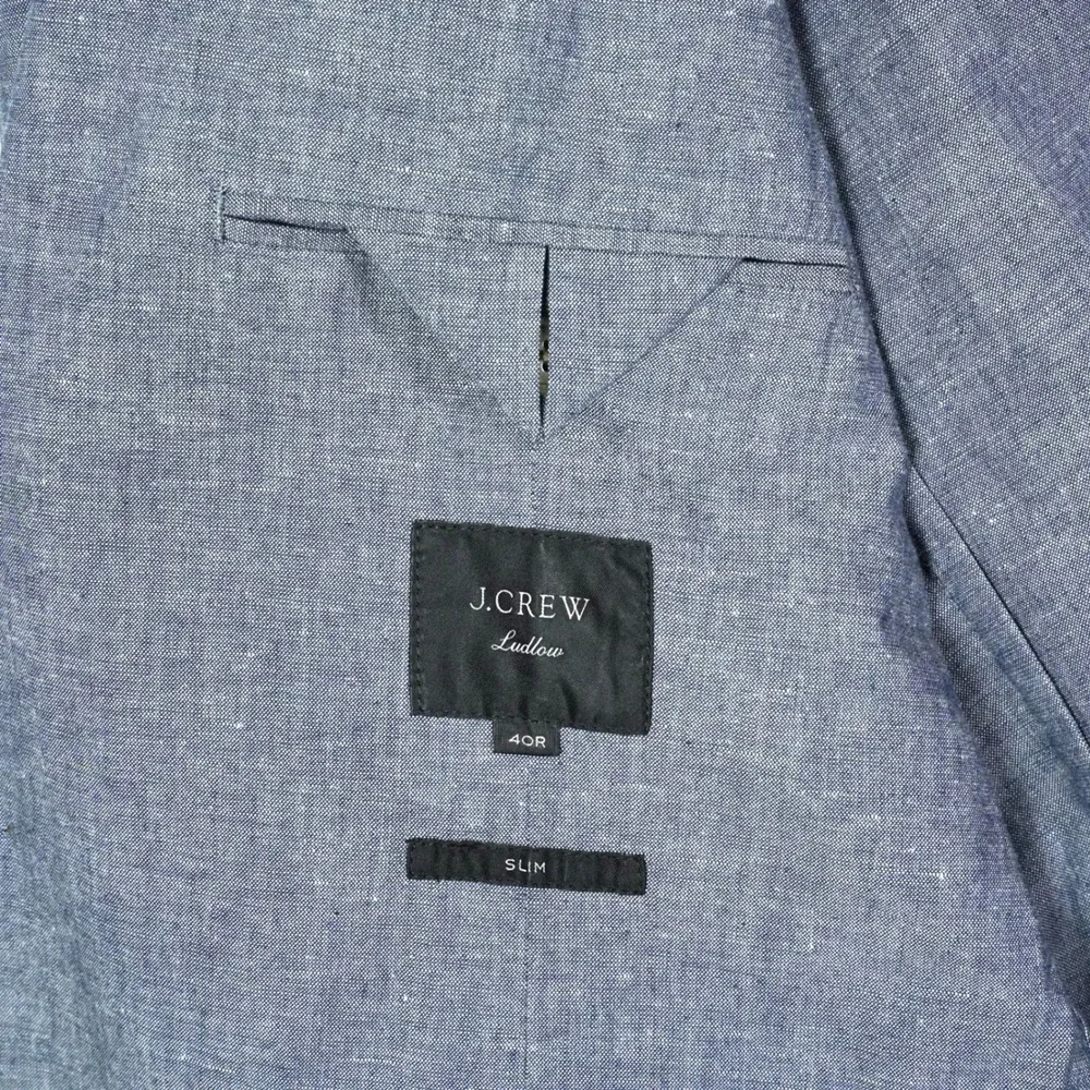 J.Crew Ludlow Slim Blazer 40R Gray Cotton Linen Somelos Portugal Sport Coat Mens